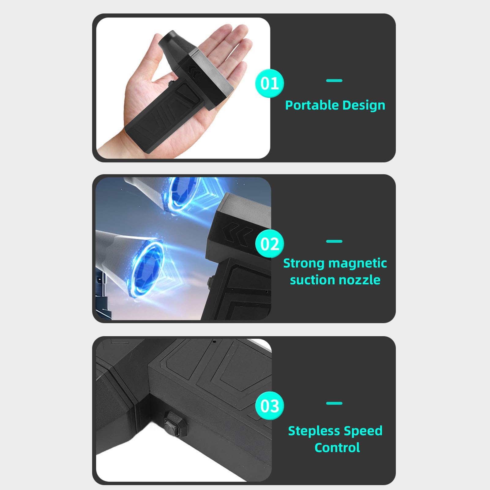 Fyearfly Elektrische Staubgebläse 130000 U/min PC Reinigungsset Druckluftspray mit 2 Düse 8000mAh Akku 41M/S für Computer Tastatur Auto Haustierhaus