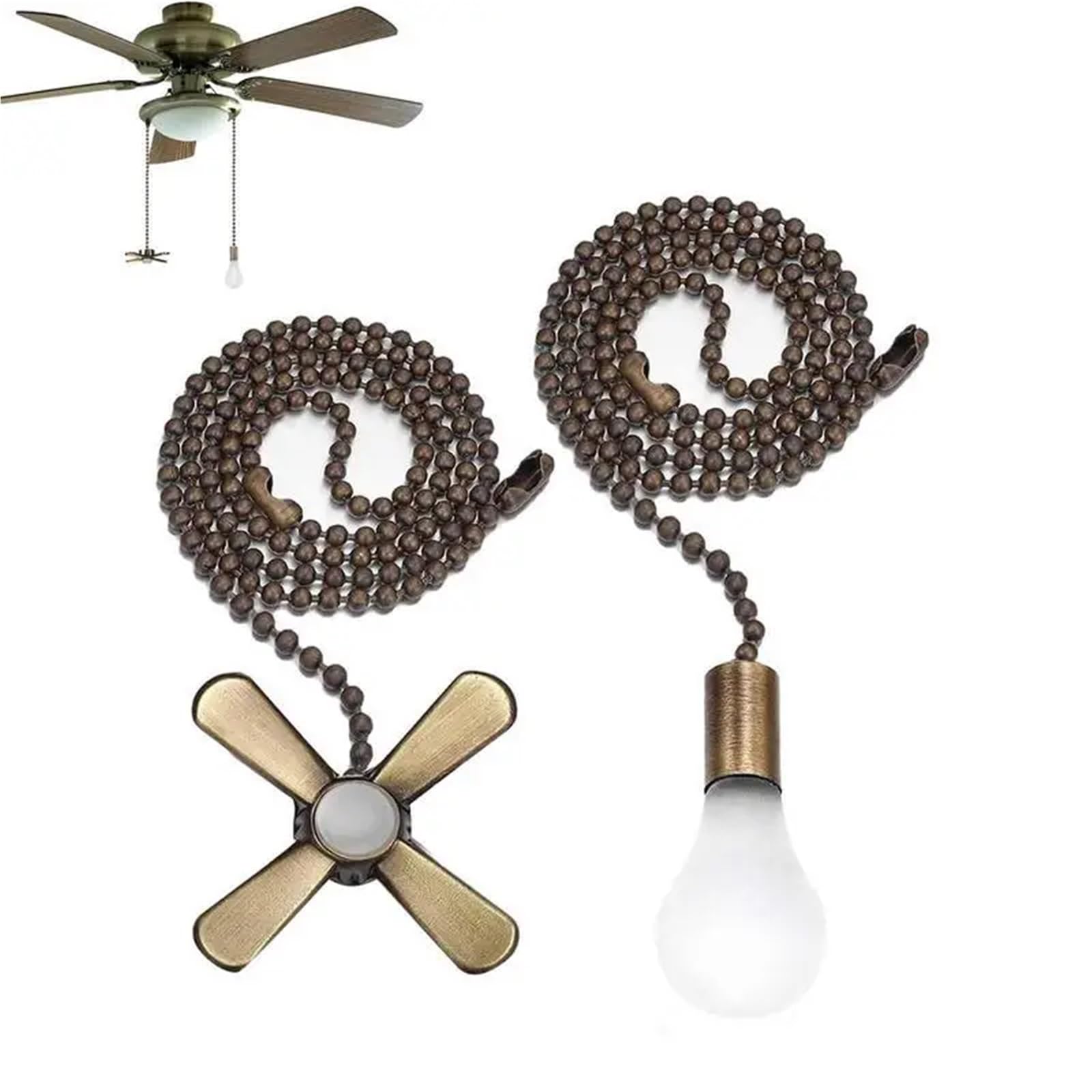 Gwyzax Ceiling Fan Pull Chain Extension Bronze Ceiling Fan Pull Chain Set 8pcs Beaded Ball Extension with Connector