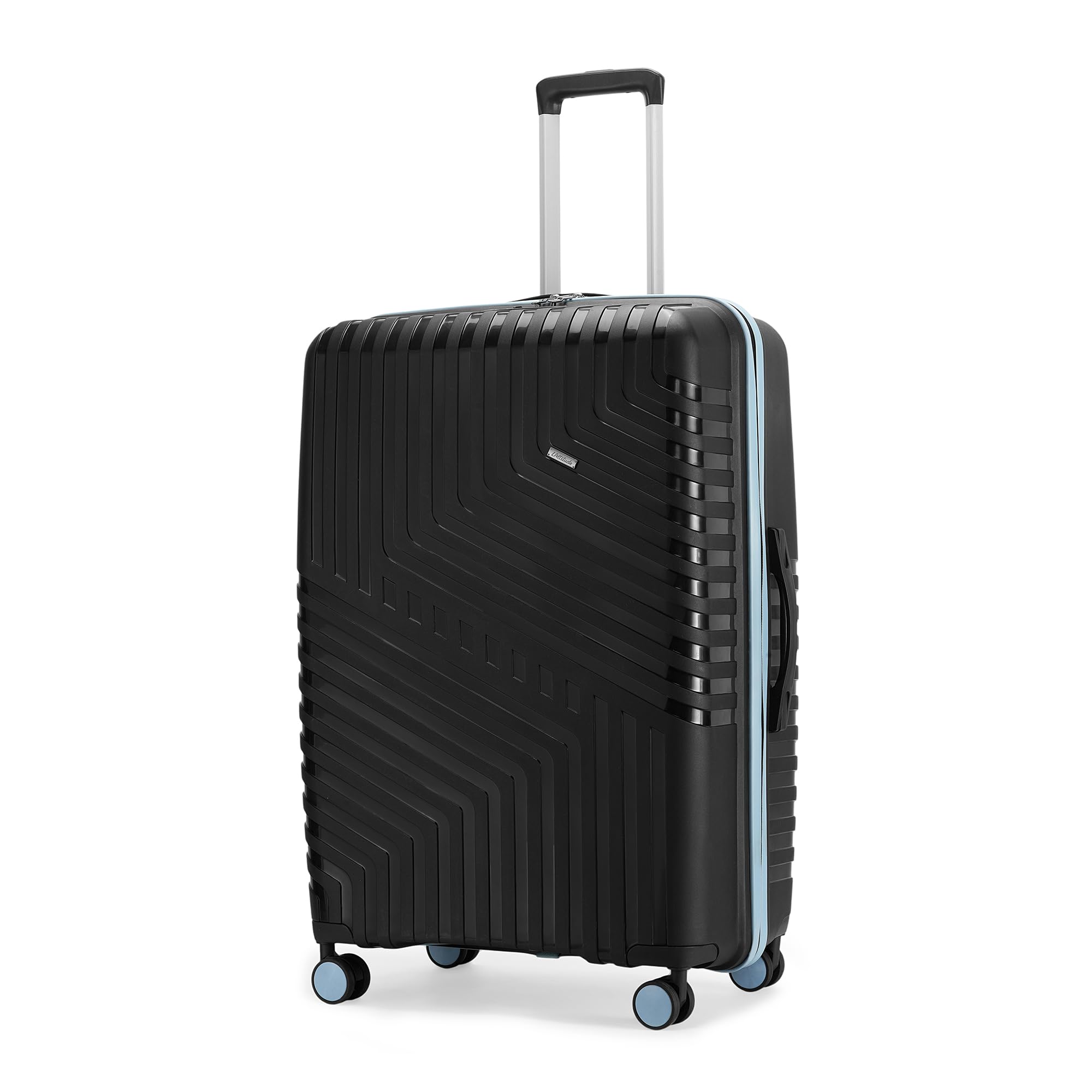 LAttitude By Provogue Core Medium Check-in Suitcase 65cm 24 inch Polypropylene Hard Trolley Bag, 8 Spinner Wheels, Recessed Number Lock, Lightweight Luggage for Men & Women Midnight Black/Arctic Blue