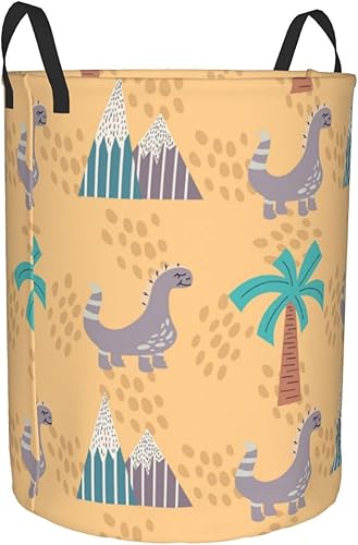 Miniatura 8 de Cesta de lavandería de dinosaurios, plegable, grande, con asas, cesta de almacenamiento redonda de fácil transporte, cesta de almacenamiento para