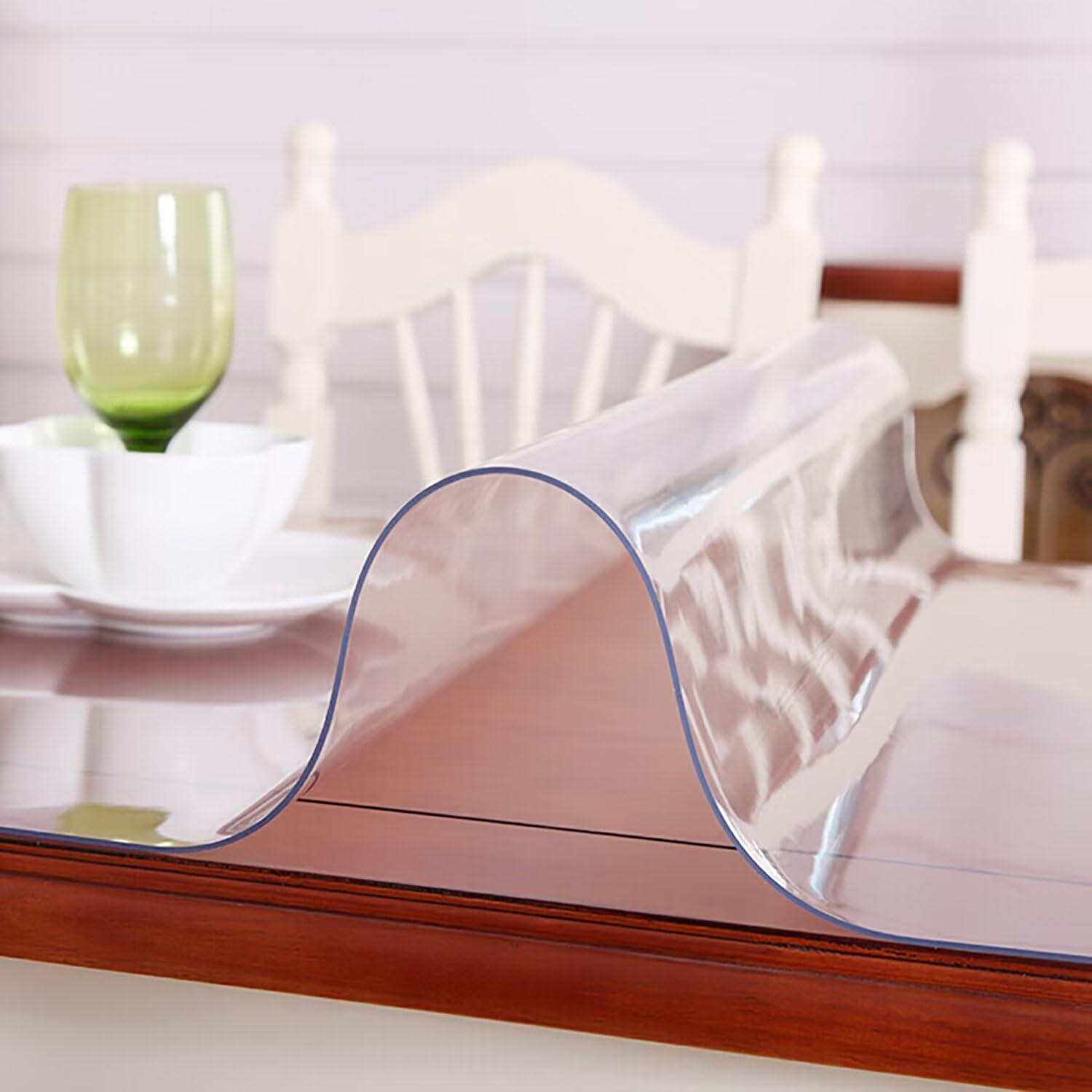 QBYRSSS Transparent Table Cover Protector ClearTablecloth 100x100 cmWaterproof Wipeable & Oilproof Table Cover for Dining Room & KitchenDurable 2mm Thick Protector for Tables & Desks