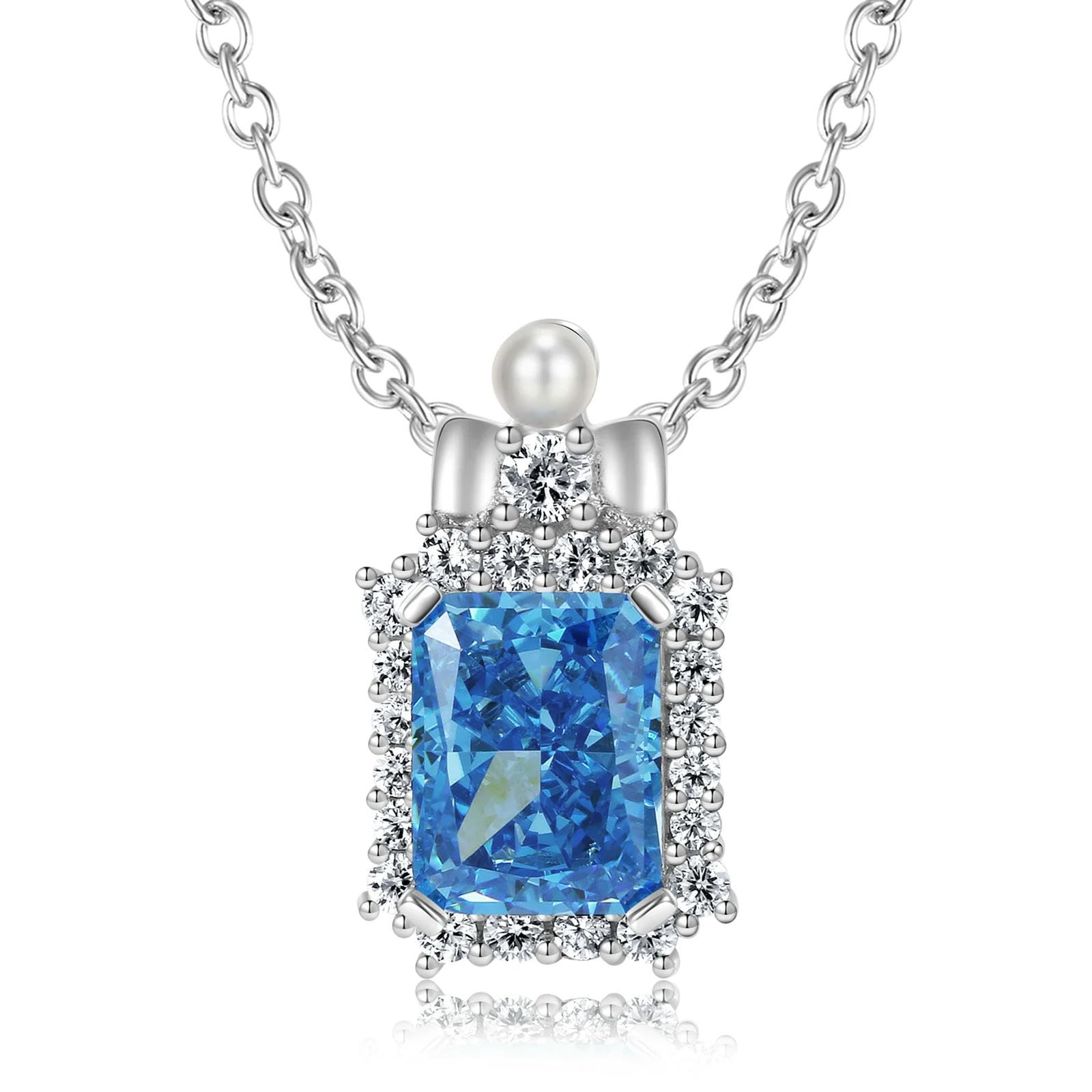 Colgante De Piedra De Alto Carbono Brillante Cuadrado Azul De Plata De Ley 925 Para Mujer, Regalo De Cumpleaños, Joyería Fina, Cadena
