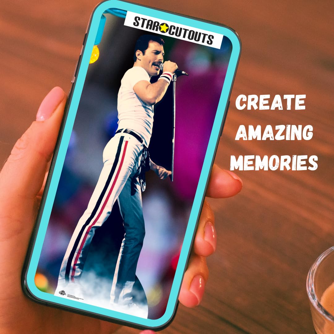 Star Cutouts Ltd CS700 Figura di cartone a grandezza naturale di Freddie Mercury 1982, colore con supporto da tavolo gratuito, perfetta per fan, feste, collezionisti ed eventi, tinta unita,