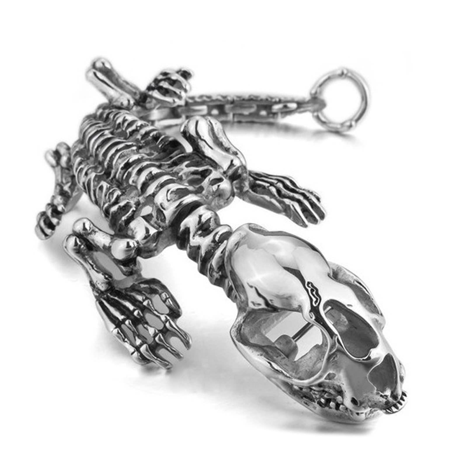 Bracelet Noir, Le Bracelet Acier Inoxydable Dinosaure Animal Cadeau de Vacances Bracelet 22cm