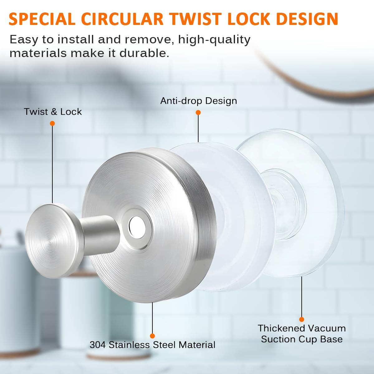 Drenky Crochet 2 Pièces Double Crochet Ventouse Sans Percage