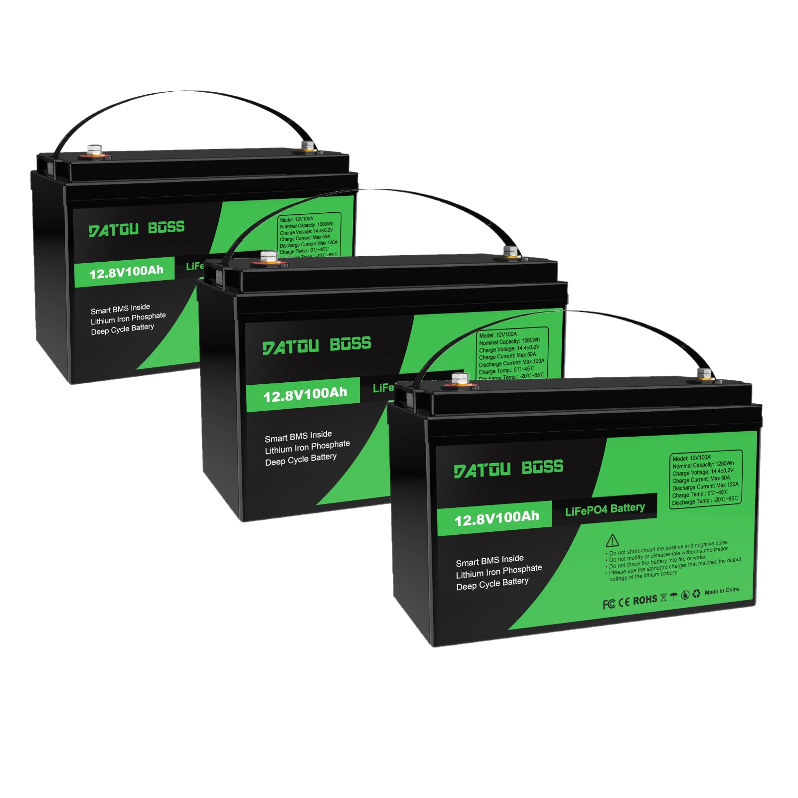 DATOUBOSS Batterie 12V 300Ah LiFePO4, Batterie Lithium avec BMS 200A