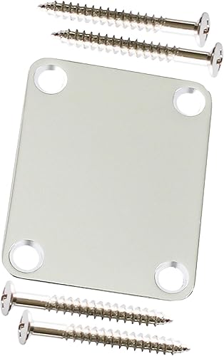 Miniatura 7 de Metallor Placa de cuello para guitarra eléctrica, 4 agujeros con tornillos, compatible con Strat Tele Style Electric Guitar Bass Parts Replacement CR