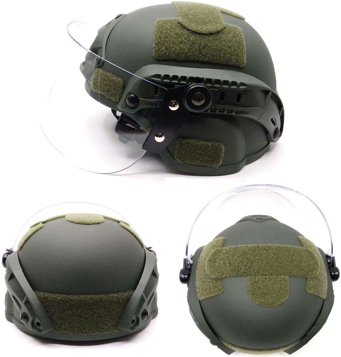 Selewell Airsoft Mich 2000 ACH Casque Tactique avec visière Transparente NVG et Rail latéral