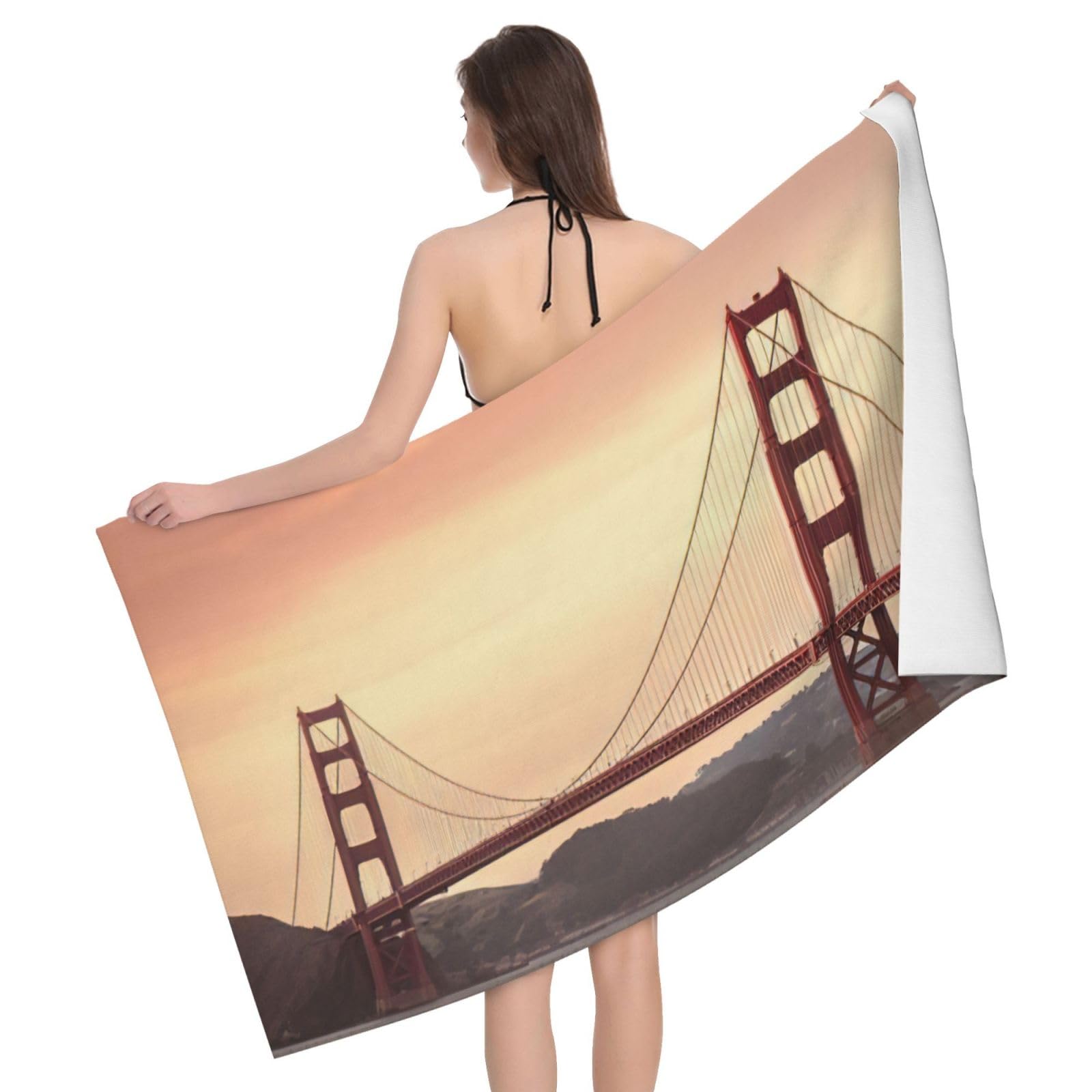 Serviette de bain microfibre imprimée 81x132 cm drap de douche absorbant