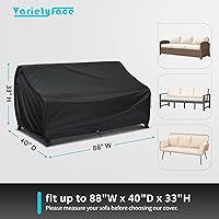 Vista 2 de Funda impermeable para sofá de exterior de 88W×40D×33H - Protector resistente para banco de patio de 3 plazas, se ajusta a muebles de 86-88 pulgadas