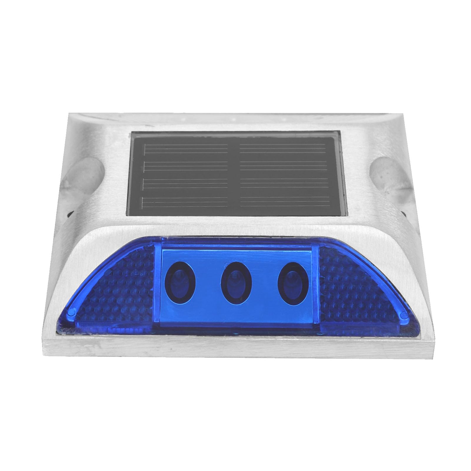 Pissente LED Solar Power Ground Lights, Cast Aluminium Road Studs for Driveways, 1000m Visibility for Outdoor Safety (Blue)