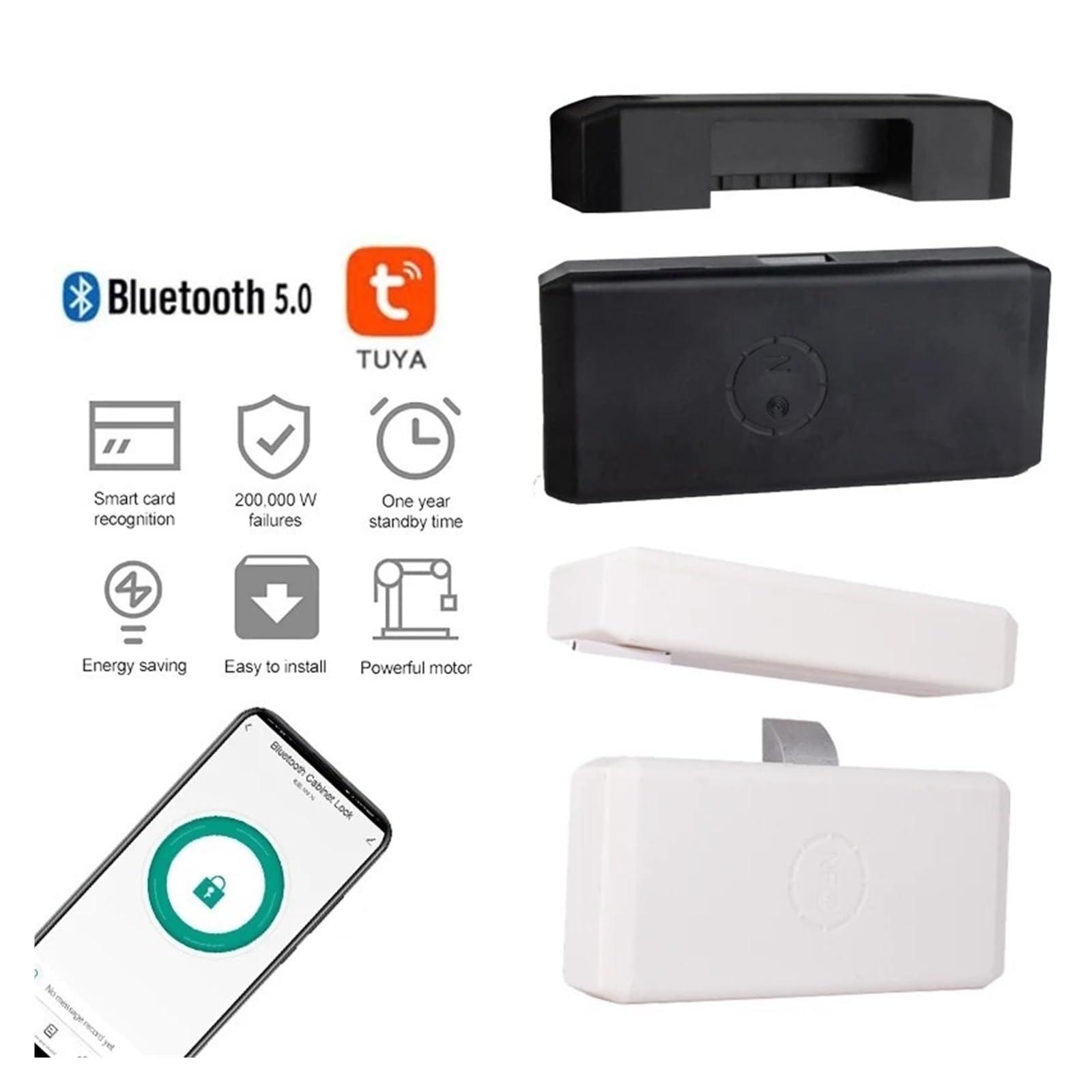 Bezkluczykowy zamek do szuflady Dowód osobisty/pilot z aplikacji Tuya Zgodny z Bluetooth Inteligentna szafka Szafa na dokumenty Niewidoczny przełącznik blokady(White EM Card Unlock)