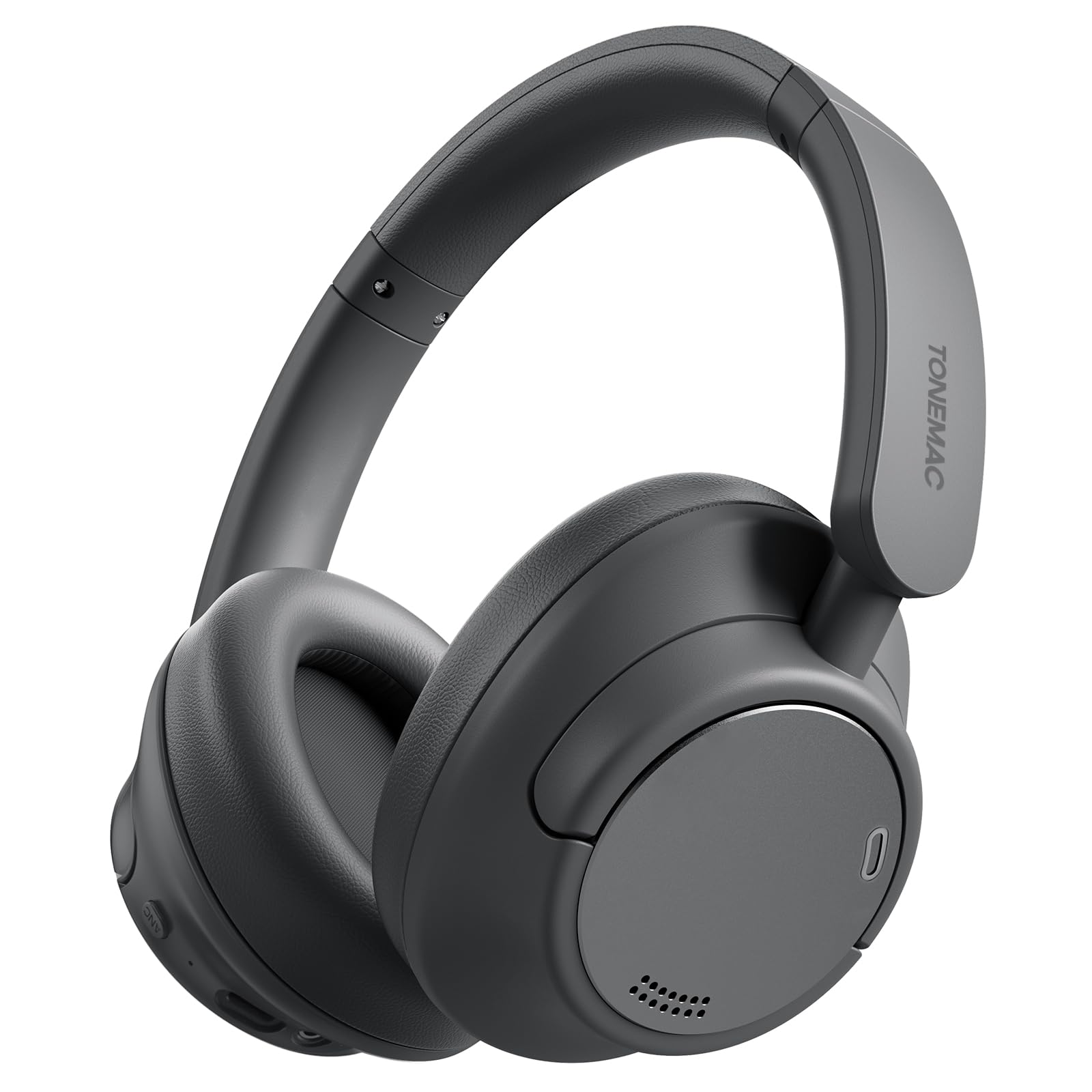 TONEMAC H7Pro Bluetooth Headphones with -45dB Hybrid Active Noise Cancelling, 80H Playtime Wireless Over-Ear Headphones, Immersive Deep Bass Stereo, 4