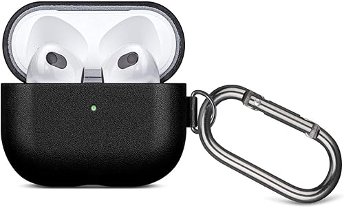 Haobobro Funda hecha a mano para AirPods 3 con llavero y correa para la muñeca, compatible con AirPods de 3 generación, funda de piel sintética