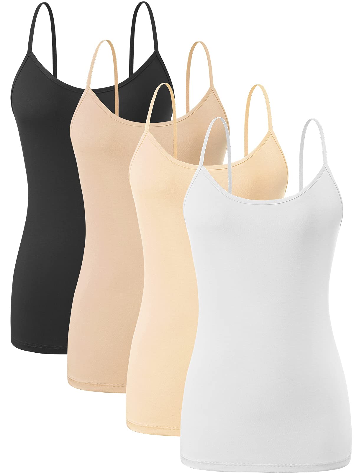 Orrpally Basic Cami Tank Tops Women Lightweight Camisole Stretch Tank Top Adjustable 4-Pack