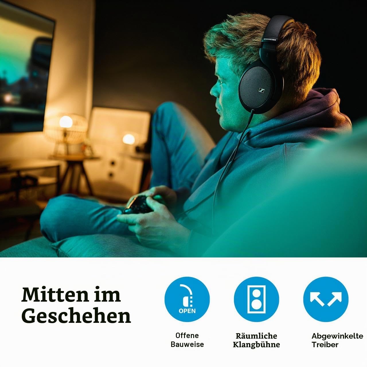 Sennheiser HD 550 Audiophile Kopfhörer mit offener Rückseite, leichtes Design, erstklassiger Klang mit verbesserten Bässen und Höhen, für Gaming und Remote-Arbeit, kompatibel mit 3,5-mm- und 6,35