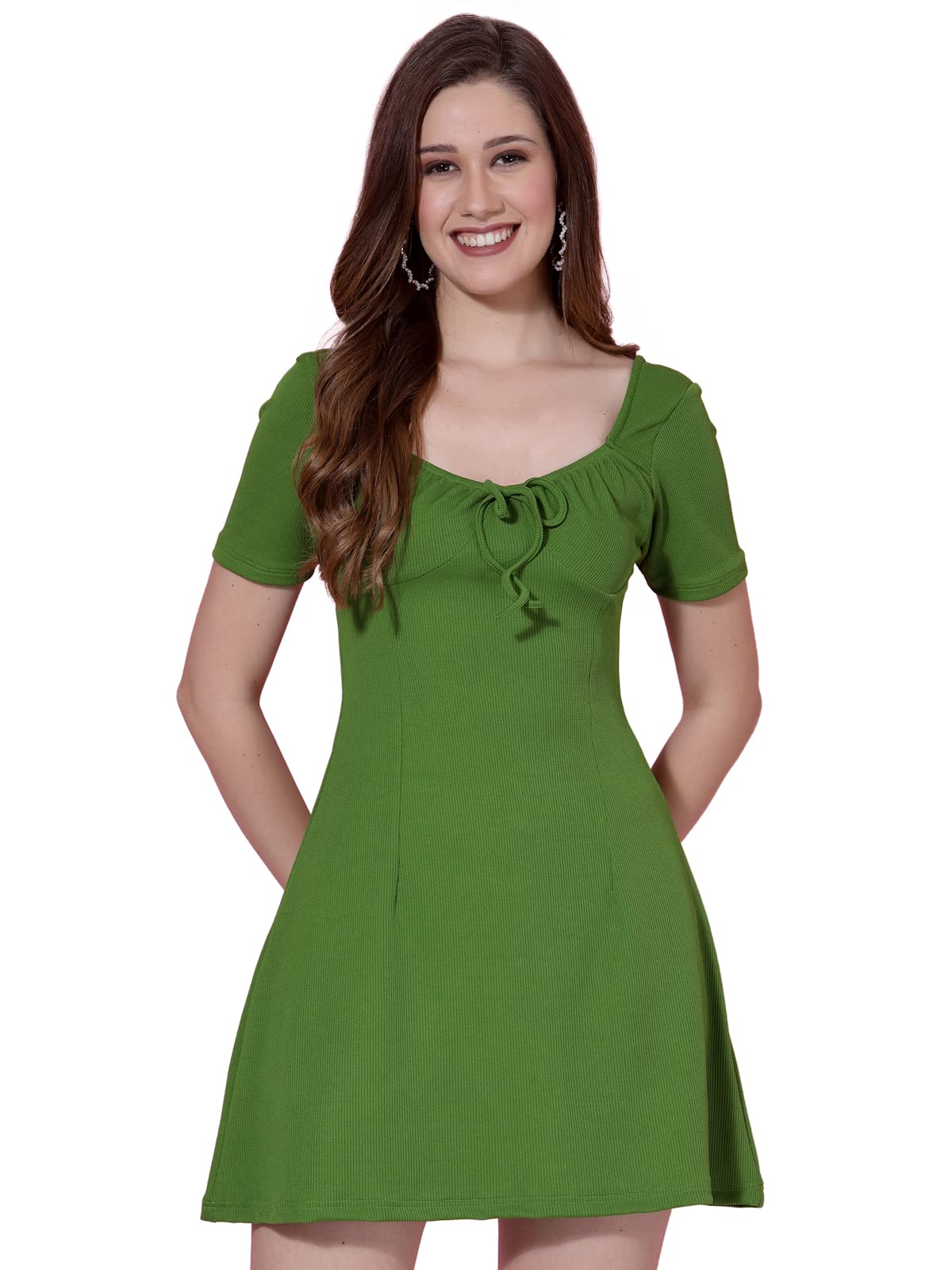Oomph! Women's Western & Fusion Wear Dresses For Women Green - Md696