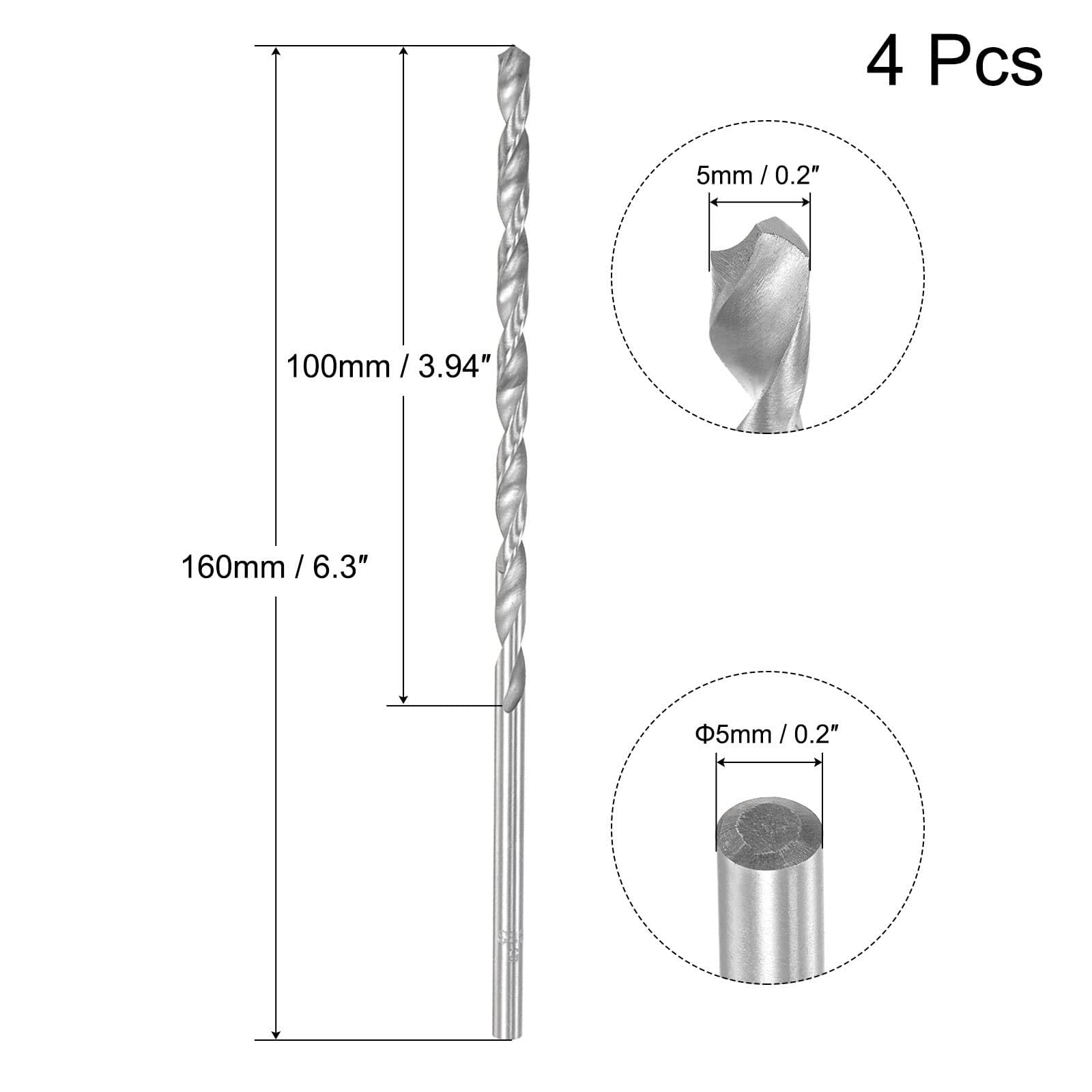 TA-VIGOR 4Pcs 5mm Extra Long Twist Drill Bits - Image 2