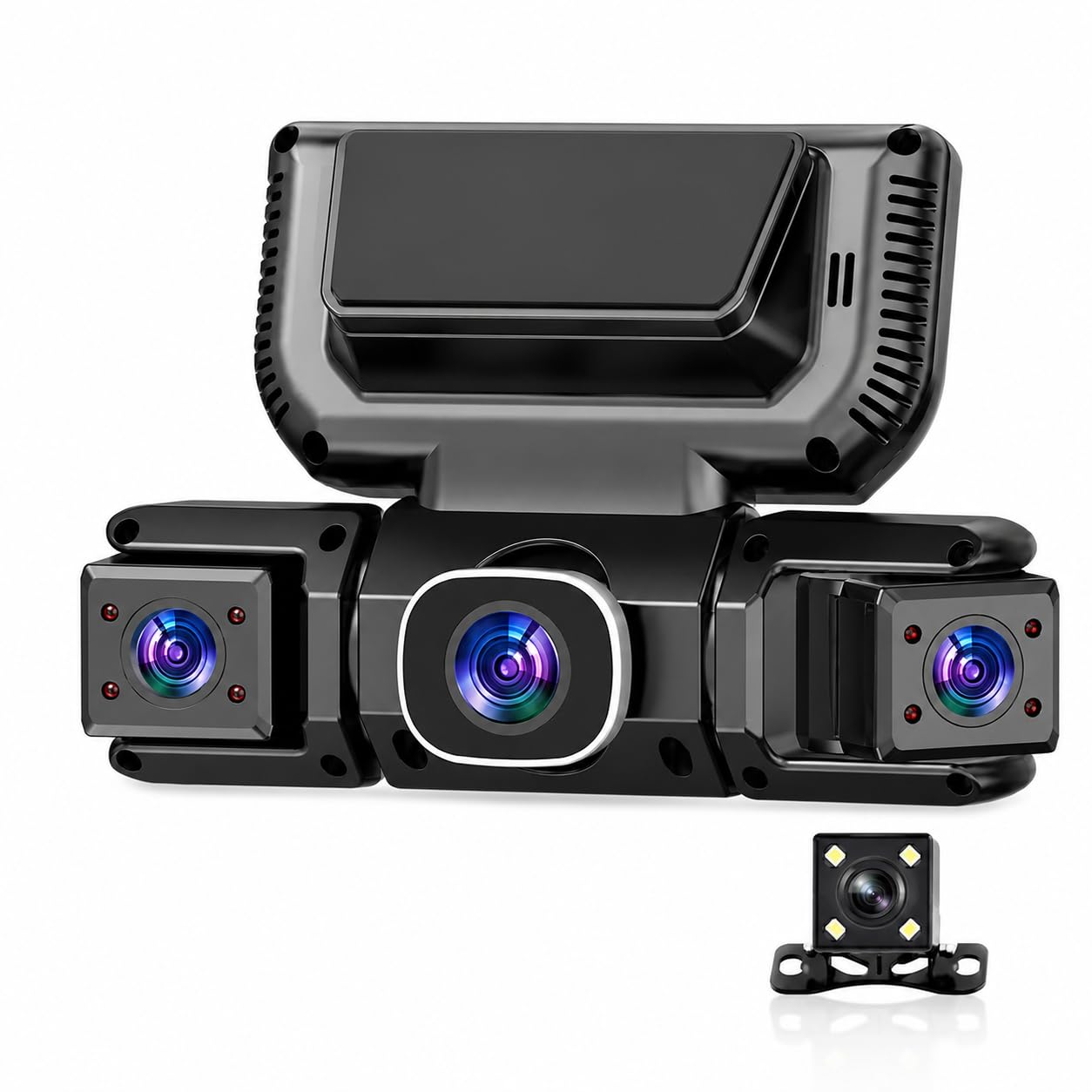 CARVID Dash Cam Auto 360 Gradi WiFi GPS, Dashcam Auto 4 Canali HD, Telecamera per Auto Anteriore Posteriore Interna, Visione Notturna, Sensore G, Dashcam Auto Senza Fili per Auto