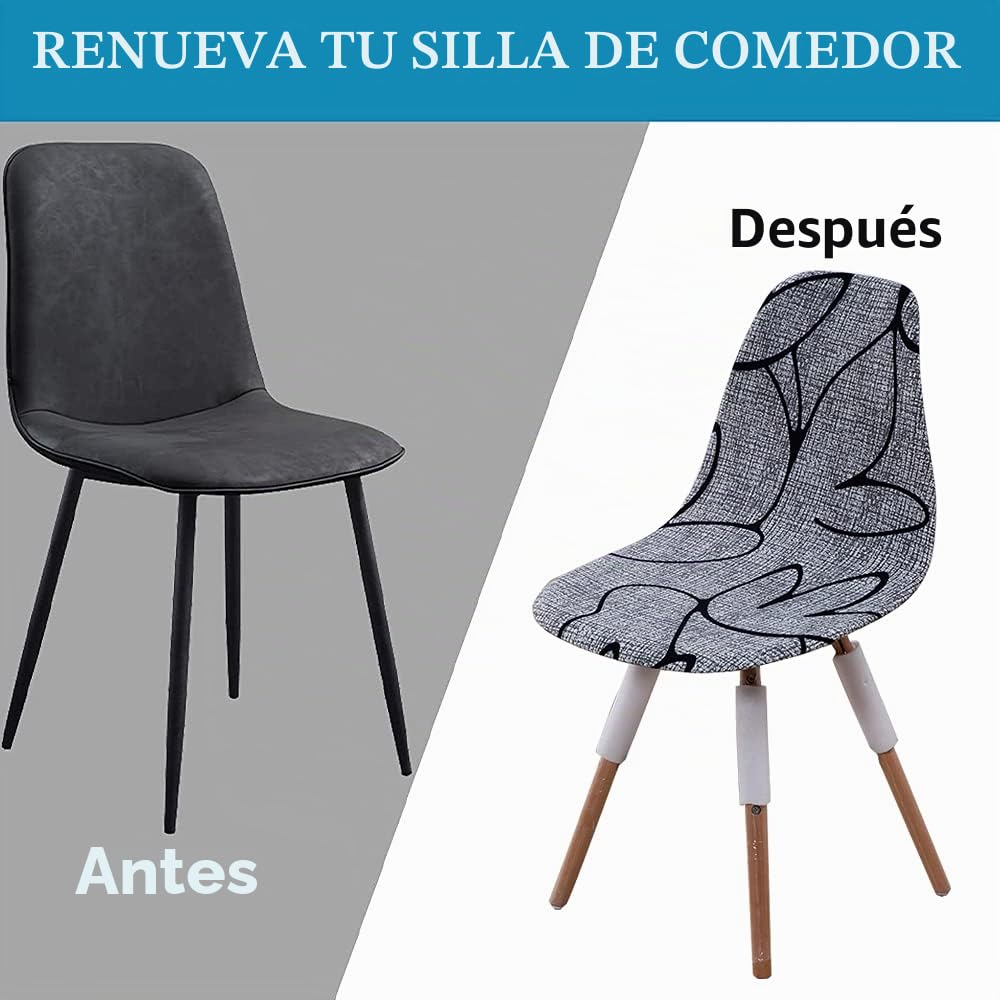 Funda de Silla escandinava elástica Fundas para sillas de Comedor escandinavas 6 Piezas Funda de Silla Extensible Cubre Silla escandinava