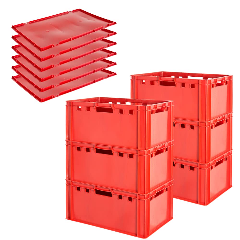 Caja de carne E3 con tapa roja Caja de carnicero Caja de carne Caja Caja de carne Eurobox Apta para alimentos Caja de carnicero 60 x 40 Selección Kingpower, número:6