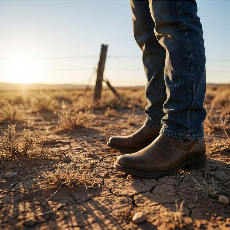Image of SUREWAY Men's Western Chelsea Cowboy Boots | Square Toe, Slip On, Casual Dress Boots