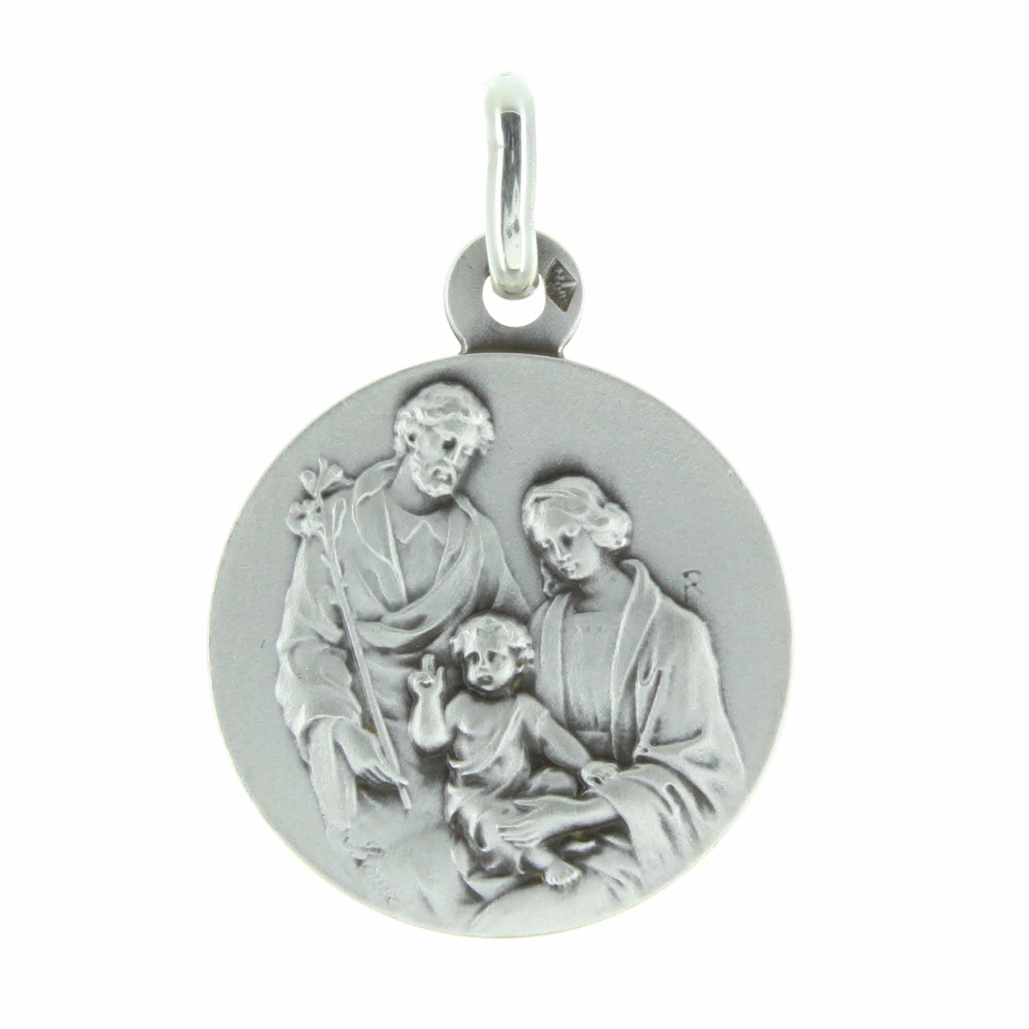 Medaglia della Sacra Famiglia in Argento 18 mm - Medaglie e Croce Argento - Culto Cristiano Cattolico in Argento, Argento