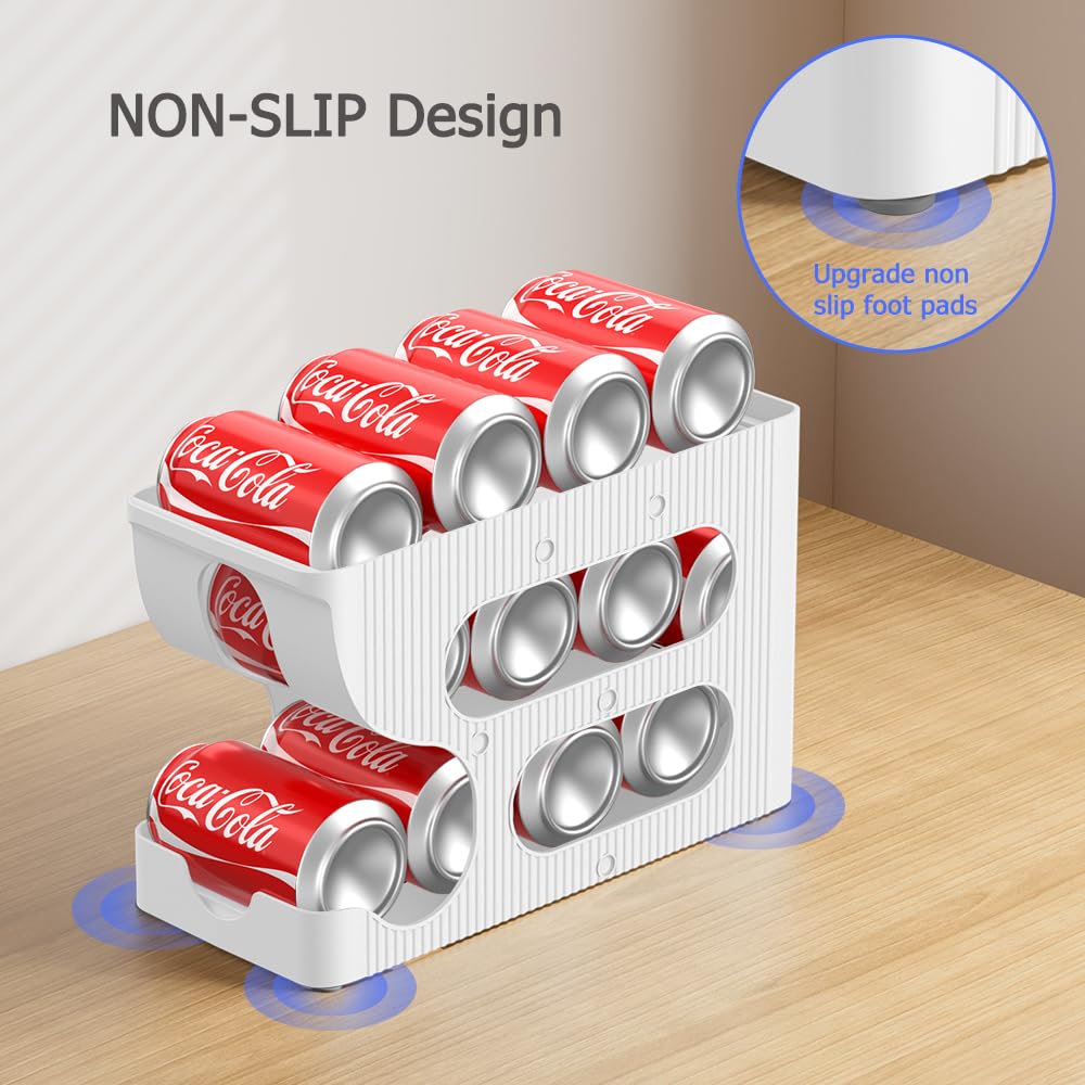 Organizador de latas de soda para despensa/refrigerador, dispensador automático de latas, almacenamiento, soporte, contenedor para refrigerador, organizador de bebidas para refrigerador, paquete de 2 5