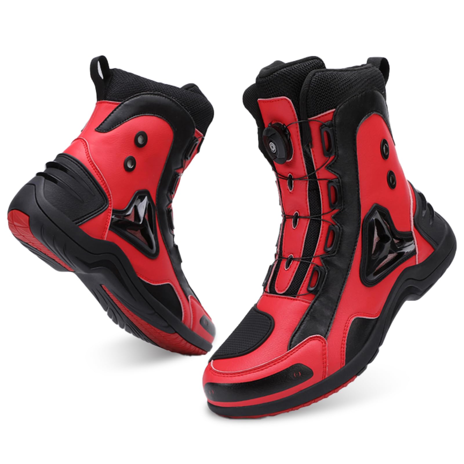 Chaussures de Moto pour Homme et Femme, Bottes de Moto Motard en Cuir Respirant avec Maintien de la Cheville, Semelles antidérapantes hydrofuges