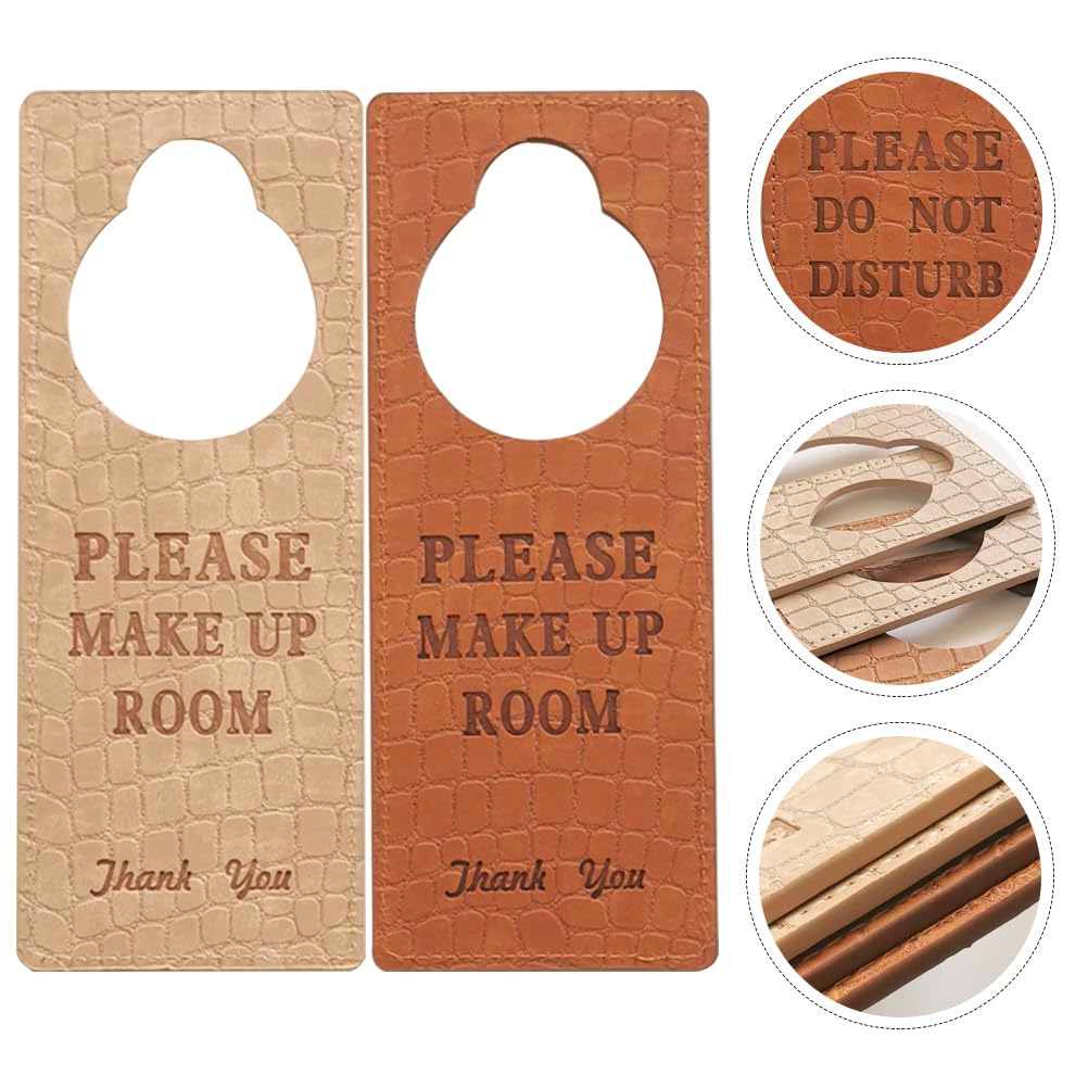 2Pcs Double-Sided Please do Not Disturb Door Hanger Sign - Pu Leather Door Knob Sign for Privacy in Hotels Offices & Homes - Image 3