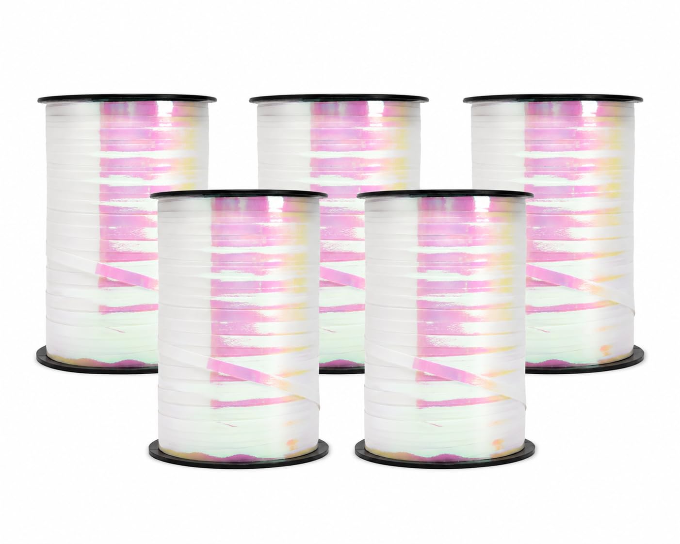 Metallic Iridescent Curling Ribbon 500m (546 Yards) - 5 Reels - 5mm Balloon Ribbon for Gift Wrapping, Balloon Decorating, Present Bows, Party Decorations, Floristry & Crafts
