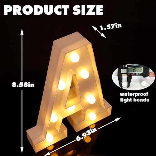 Miniatura 2 de Letras pequeñas de marquesina LED, letras iluminadas, letras LED de 8.58 pulgadas, letrero iluminado a pilas para mesa, fiesta, cumpleaños,