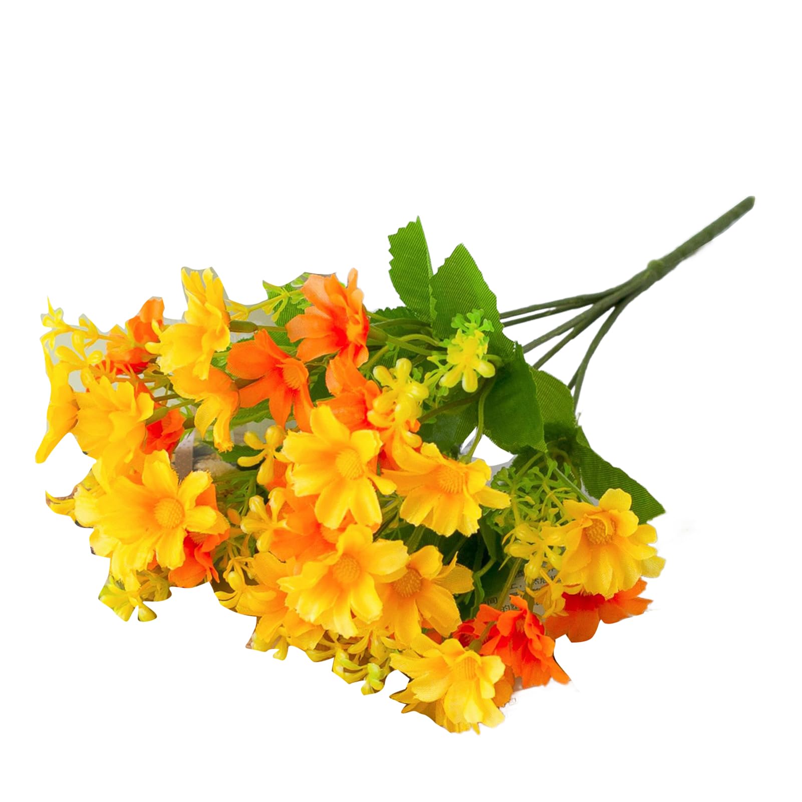Worparsen Orange 28 Head Artificial Silk Daisy Flowers,10 Colors Fake Flowers For Outdoor And Indoor, Decorative Artificial Flowers In Vase, Faux Plastic Uv Resistant Flowers For Graves And Garden (Orange)