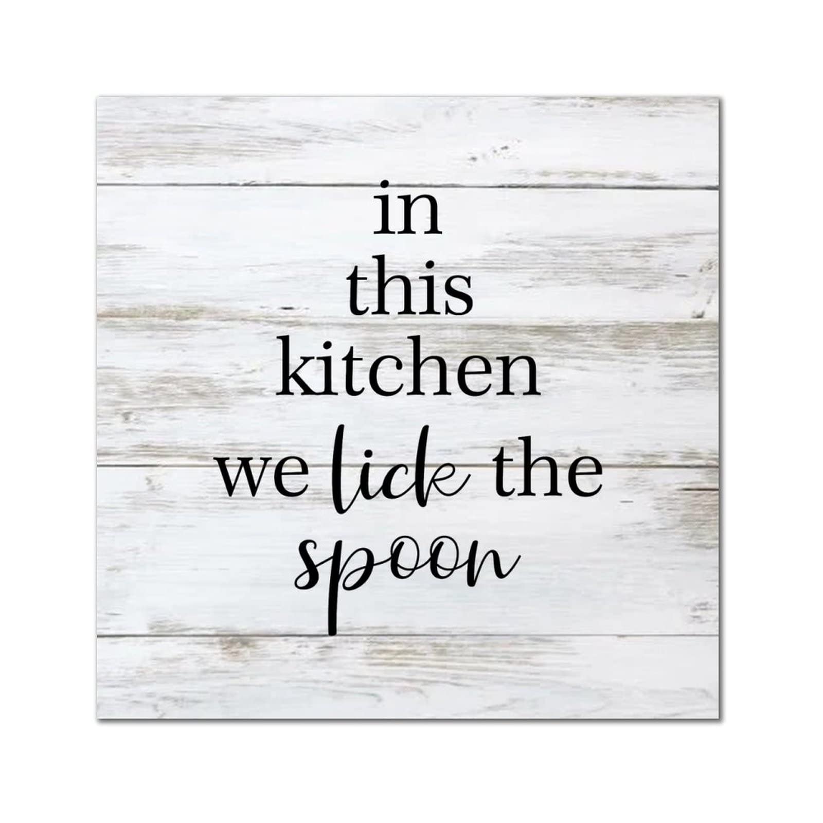 Plaque murale en bois In This Kitchen décoration rétro 35cm