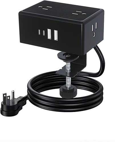 Miniatura 1 de PD20W - Regleta de alimentación con abrazadera de escritorio, protector de sobretensiones de montaje en escritorio, estación de carga rápida,