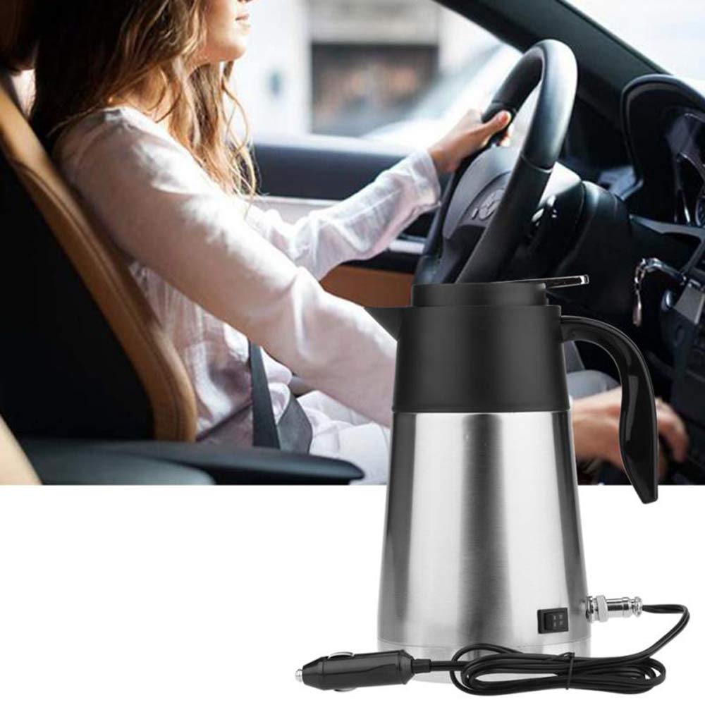 Portátil de 1300 ml de Coche Calentador de Agua Calentador de Agua Acero Inoxidable Taza de calefacción eléctrica Botella de ebullición para Viajes