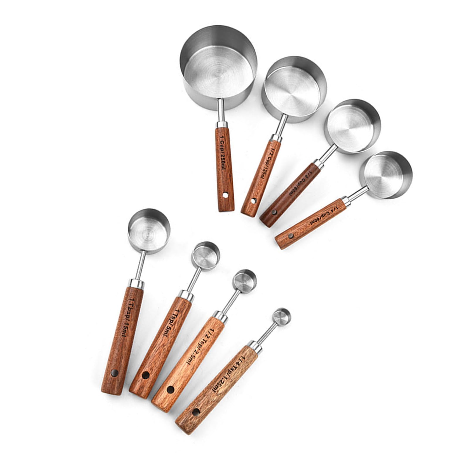 Qusinfc 8Pcs Stainless Steels Measuring Coffee Scoops Small Cup Tablespoon Measuring Spoons Kitchen Tool Easy to Clean Stainless Steels Spoons Baking Tool
