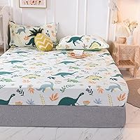 Vista 8 de Sábana de bolsillo profundo de algodón de dibujos animados impreso niños protector de colchón, sábanas antideslizantes para niños y niñas dormitorio