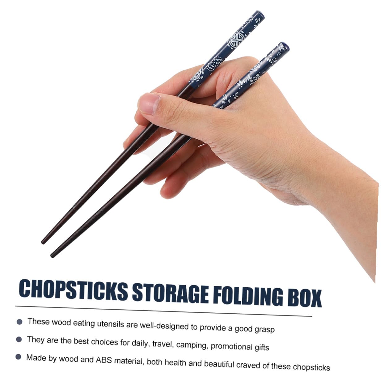 Toyvian 2sets Kit di Bacchette in Legno con Contenitori Bacchette per Sushi Stile Giapponese Antiscivolo per Uso Quotidiano e Viaggio