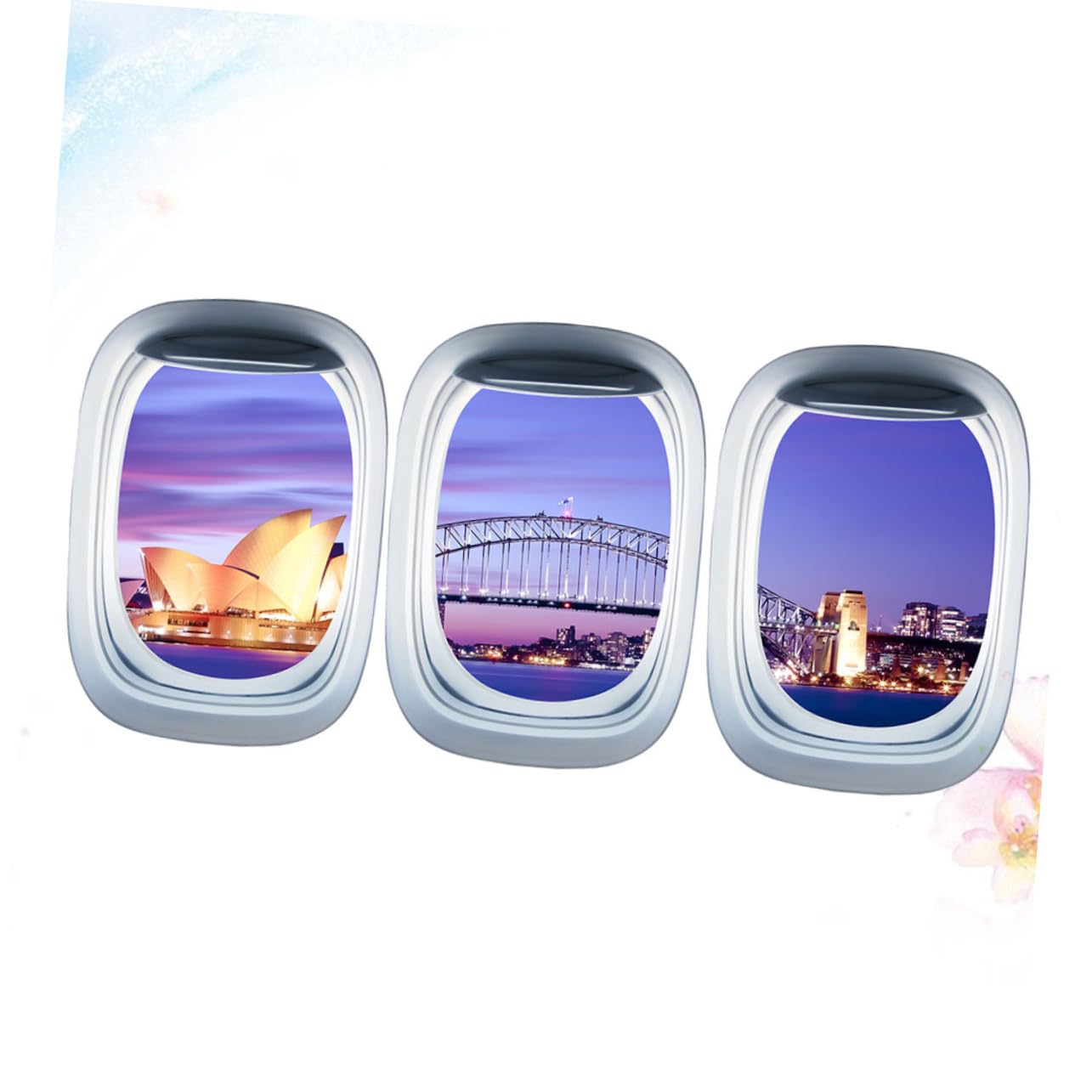 Housoutil 3pièces Autocollant Mural Fenêtre Décoration Auto-adhésive Amovible Paysages Urbains Pour Chambre Garçon Fille Adhésif Décoratif Original Pour Murs Et Portes