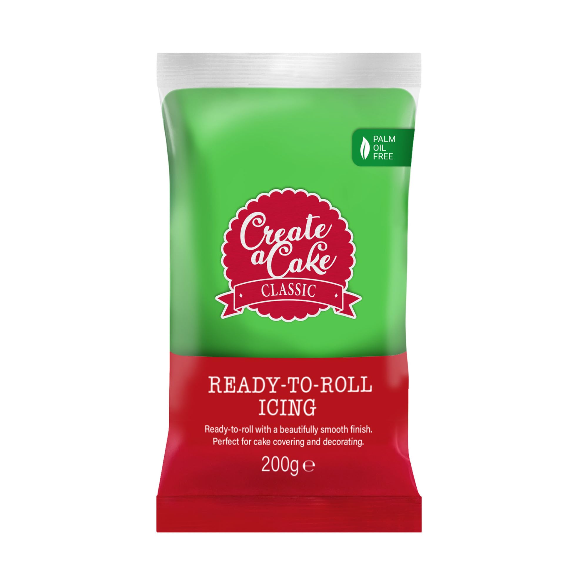 Create A Cake Ready To Roll Icing | Green Fondant Icing | Palm Free Sugar Paste For Cake Decorating, Cupcakes, Cookies, Cakes - 200g