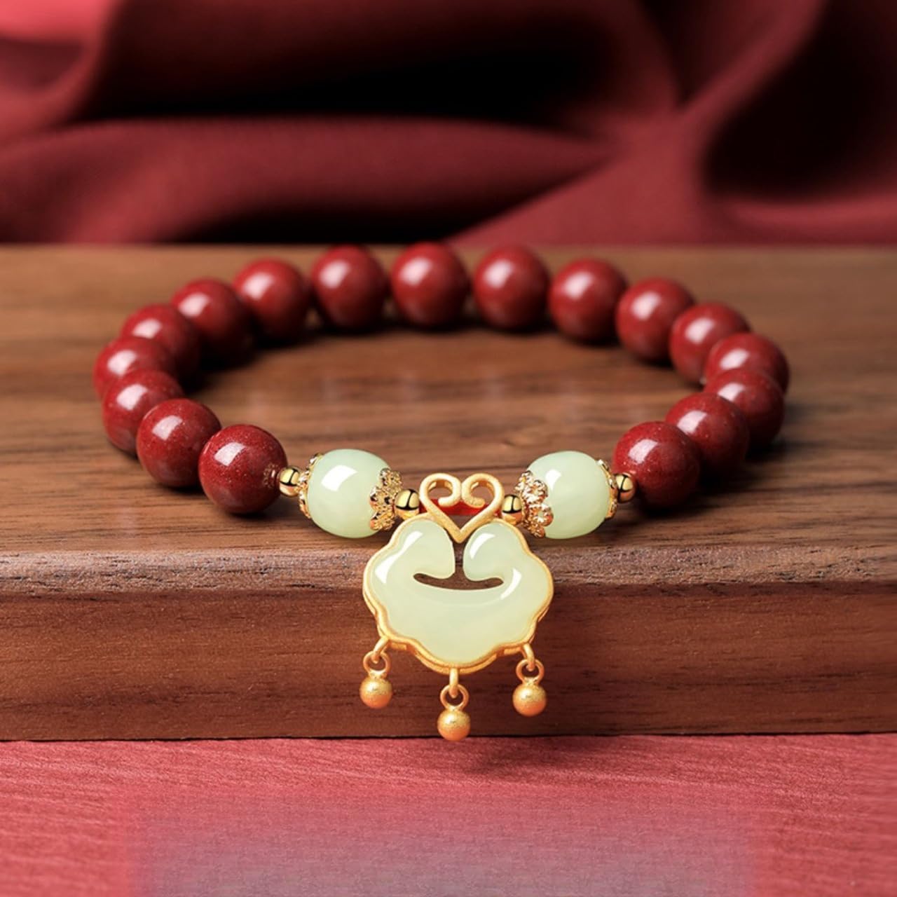 Bracciale Elastico Bracciale In Cinabro Da 8mm Rosso Scuro