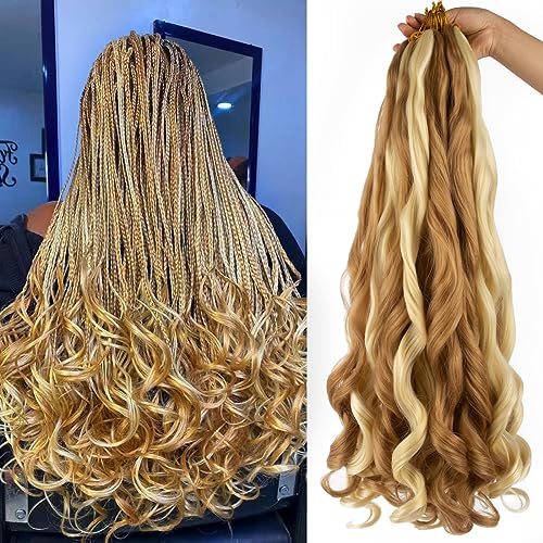 French Curl Braiding Hair 24 Inch 8 Packs French Curl Braids Crochet Hair Extensions (24 inch 27/613#)
