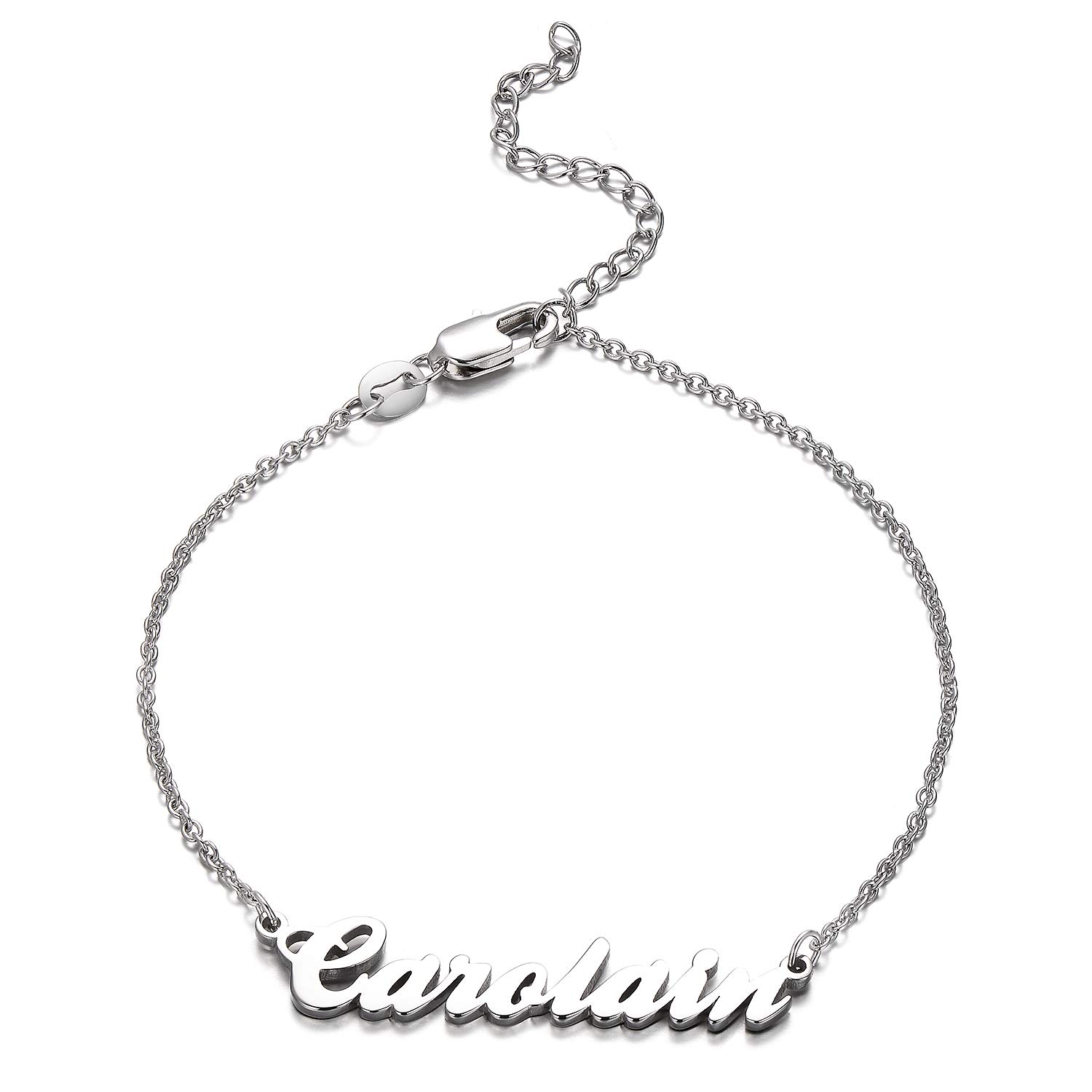 Pulsera personalizable con nombre personalizado, cadena con letra inicial y cadena, regalo para mujeres y niñas