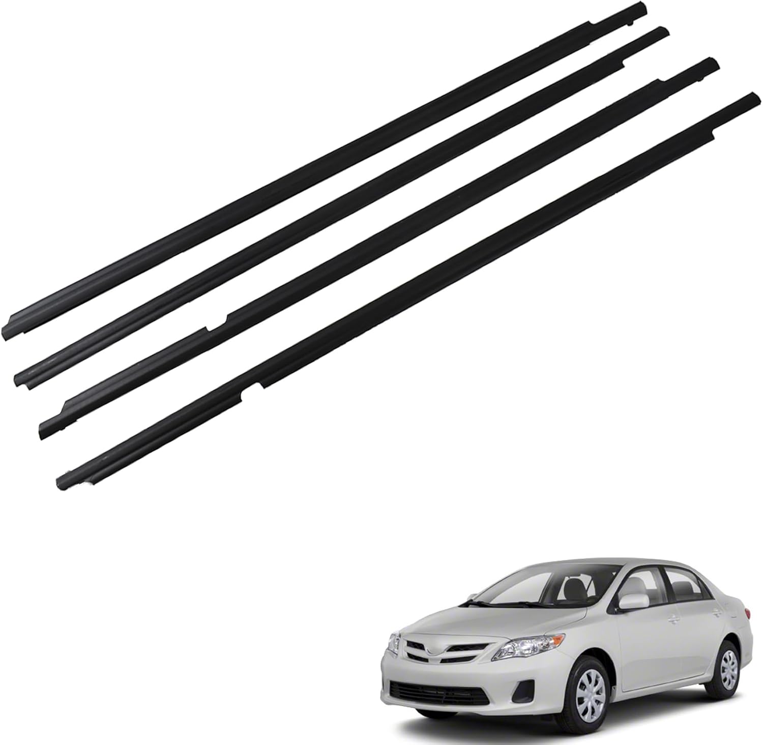 Black Window Seal Window Moulding Trim Window Weatherstrip Outer Door Seal Belt Replacement for 2009-2012 Corolla