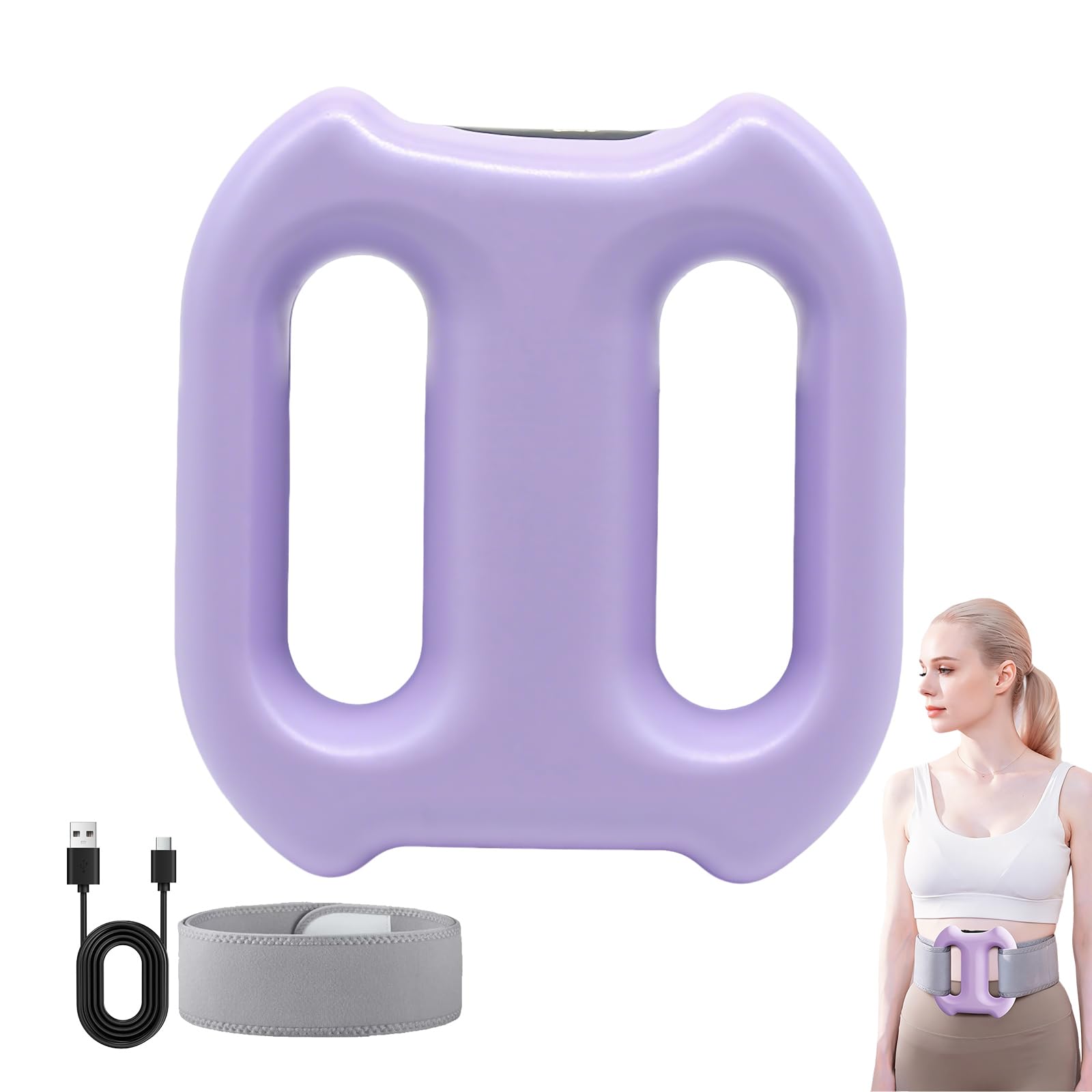 Rodillo Fascial Multifunción, Masajeador de Vientre para Quemar Grasa y Calor, 5 Modos Ajustables, Cinturón Abdominal Regulable para Espalda, Piernas y Abdomen, Violeta