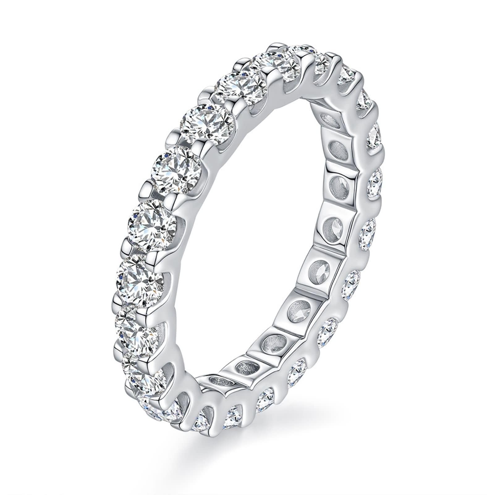 9K/14K/18K Weißgold Ring Damen, Wedding Ring Moissanit Weiß Engagement Ring Geschenke für Frauen