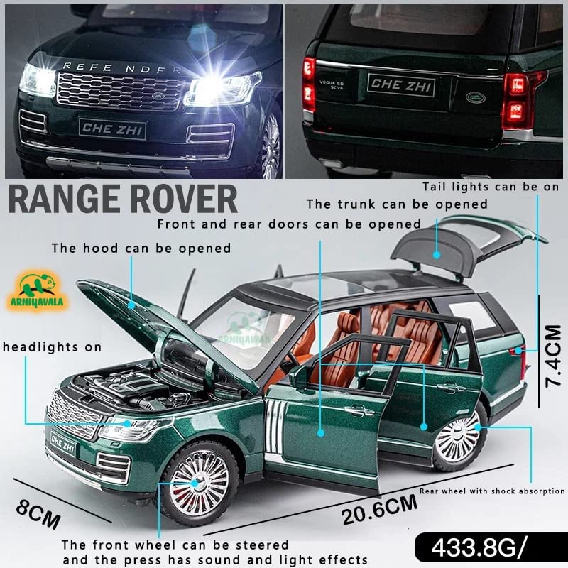 Image of 1:24 for Land Rover Range Rover SUV Car Model Simulation Sound and Light Pull Back Alloy Car Collection Ornaments Boy Toy Cars Scale Model Car【Colors as Per Stock】