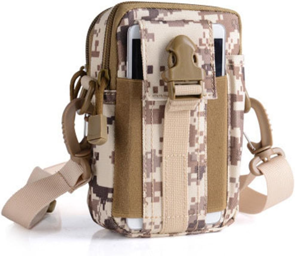 Outdoor Tactical Waist Bag Men's Multifunctional Tactical Shoulder Bags Tactical Bags 5.5 / 6-inch Waterproof Mobile Phone Package Camouflage Waterproof for Jogging (Desert Digital)