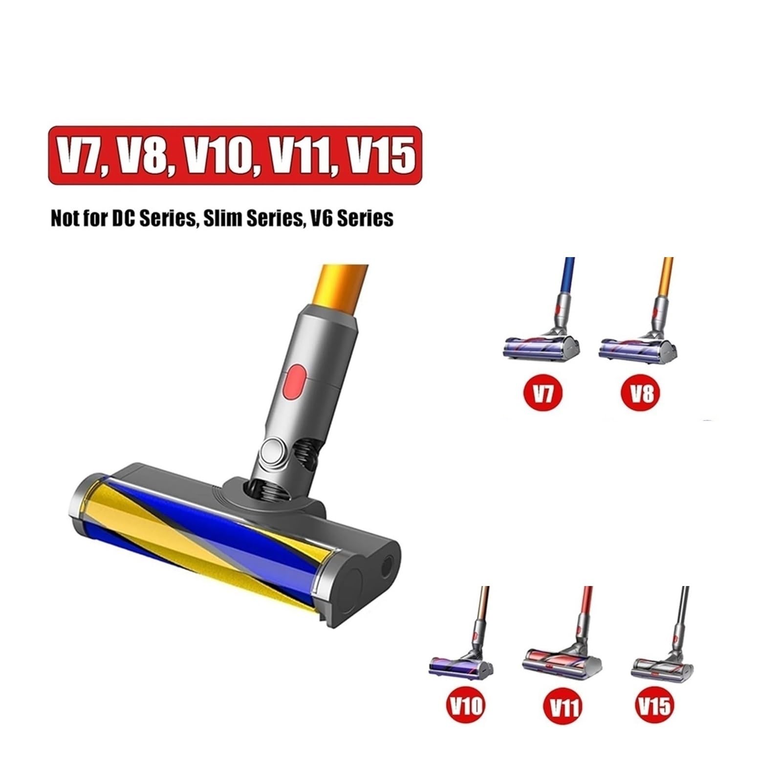 Cabezal Principal For Suelos De Madera Con Luz De Detección De Polvo, Compatible Con Dyson V7, V8, V10, V11 Y V15. Funcionamiento Silencioso.